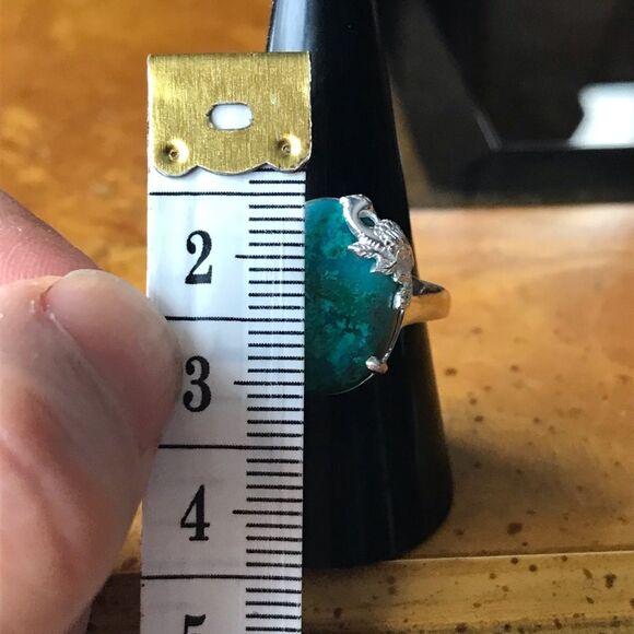 Natural Shadowkite Sterling Silver Peacock Ring Size 9 - Picture 5 of 9